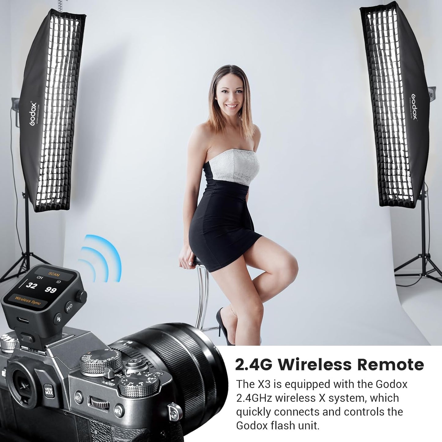 Godox X3-F Touchscreen TTL Wireless Flash Trigger for Fuji Camera, 1/8000s HSS TTL TCM Function, Built-in Battery USB-C Charge Flash Transmitter Compatible with Fuji GRX50S X-T1 X-T2 X-10 X-PRO1 X-A3