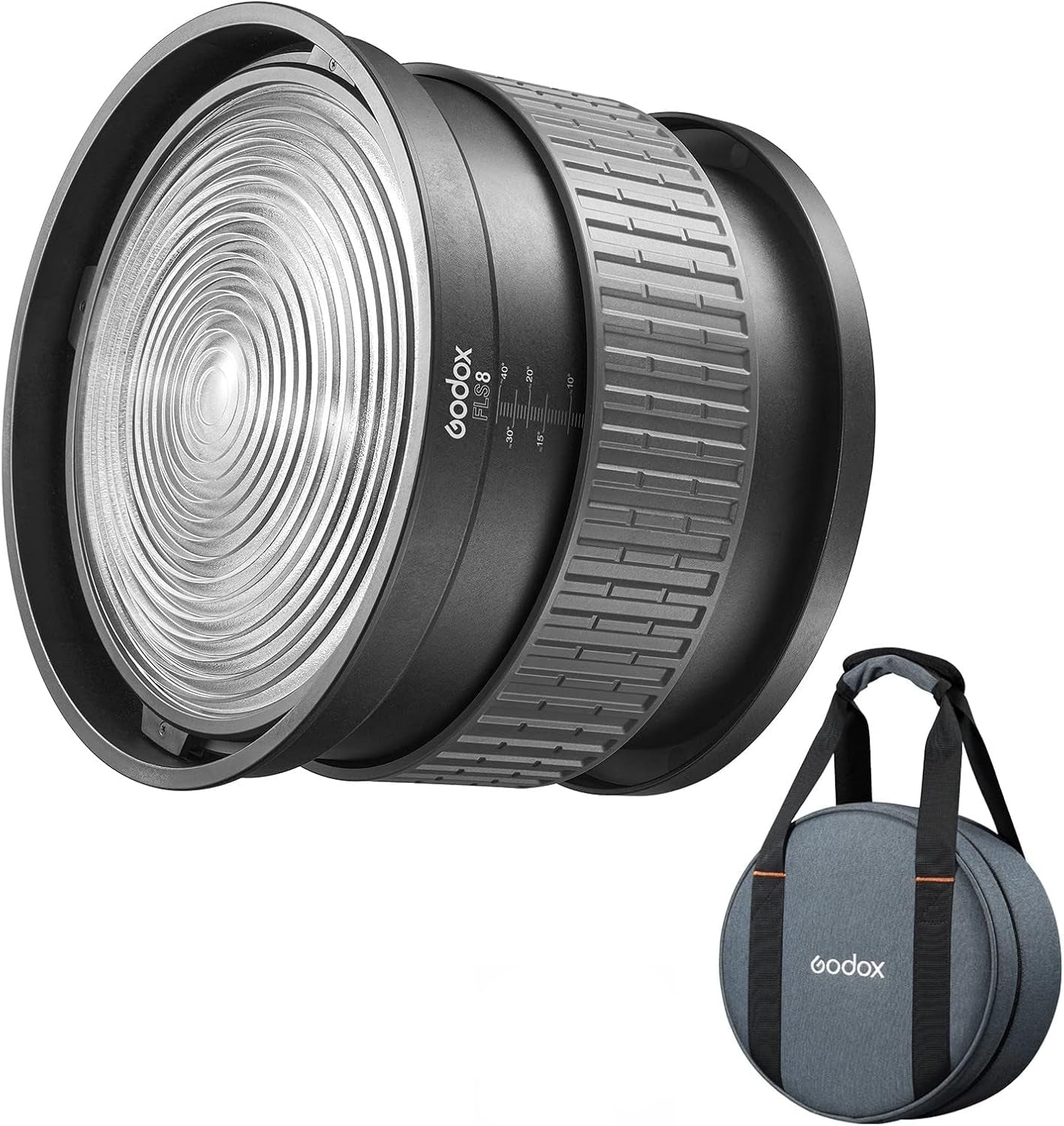 Godox FLS8 Fresnel Lens with Bowens Mount for Godox SL60W VL150 SL150II SZ150R SL200II SZ200BI Spotlight for Aputure LED Lights and Other Bowens Mount Continuous Lights (Adjustable Beam Angle 10-40°)