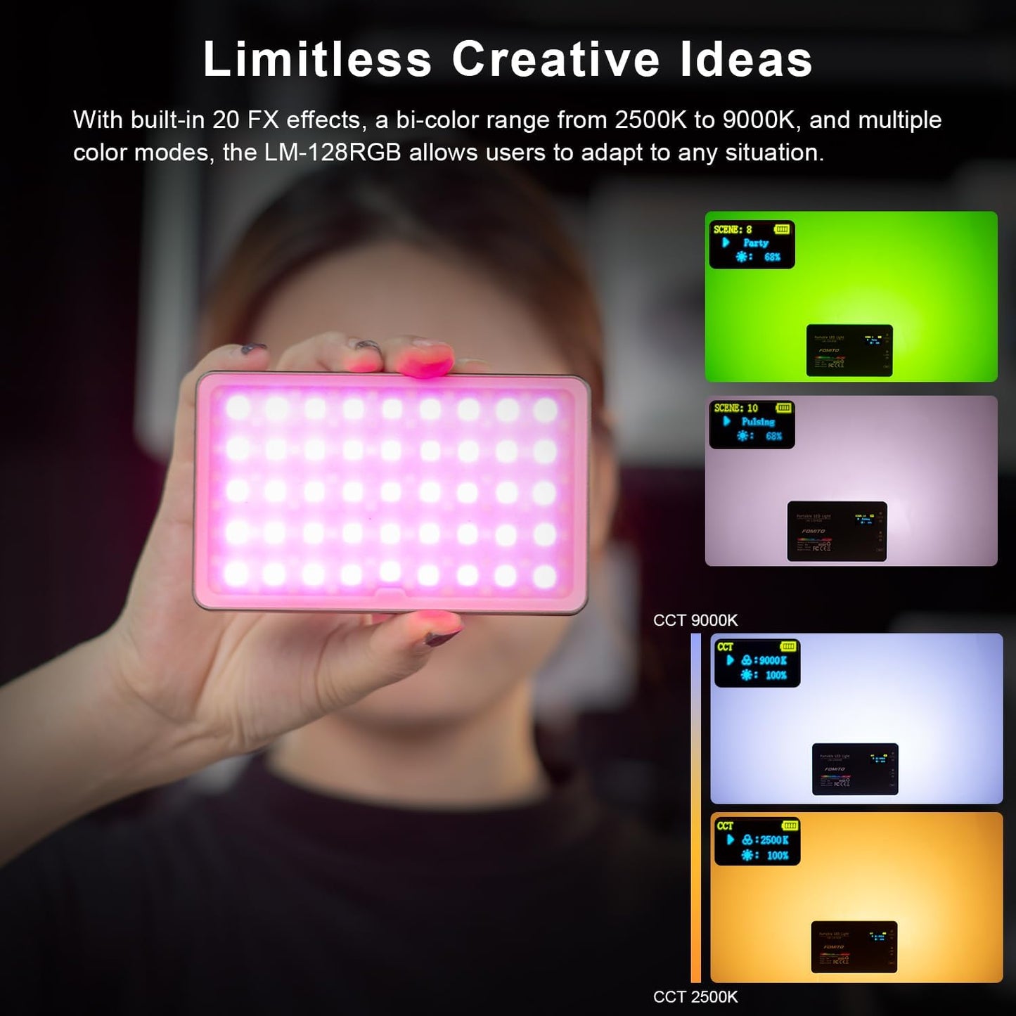 FOMITO-LM-128 RGB Portable LED Light-F0065