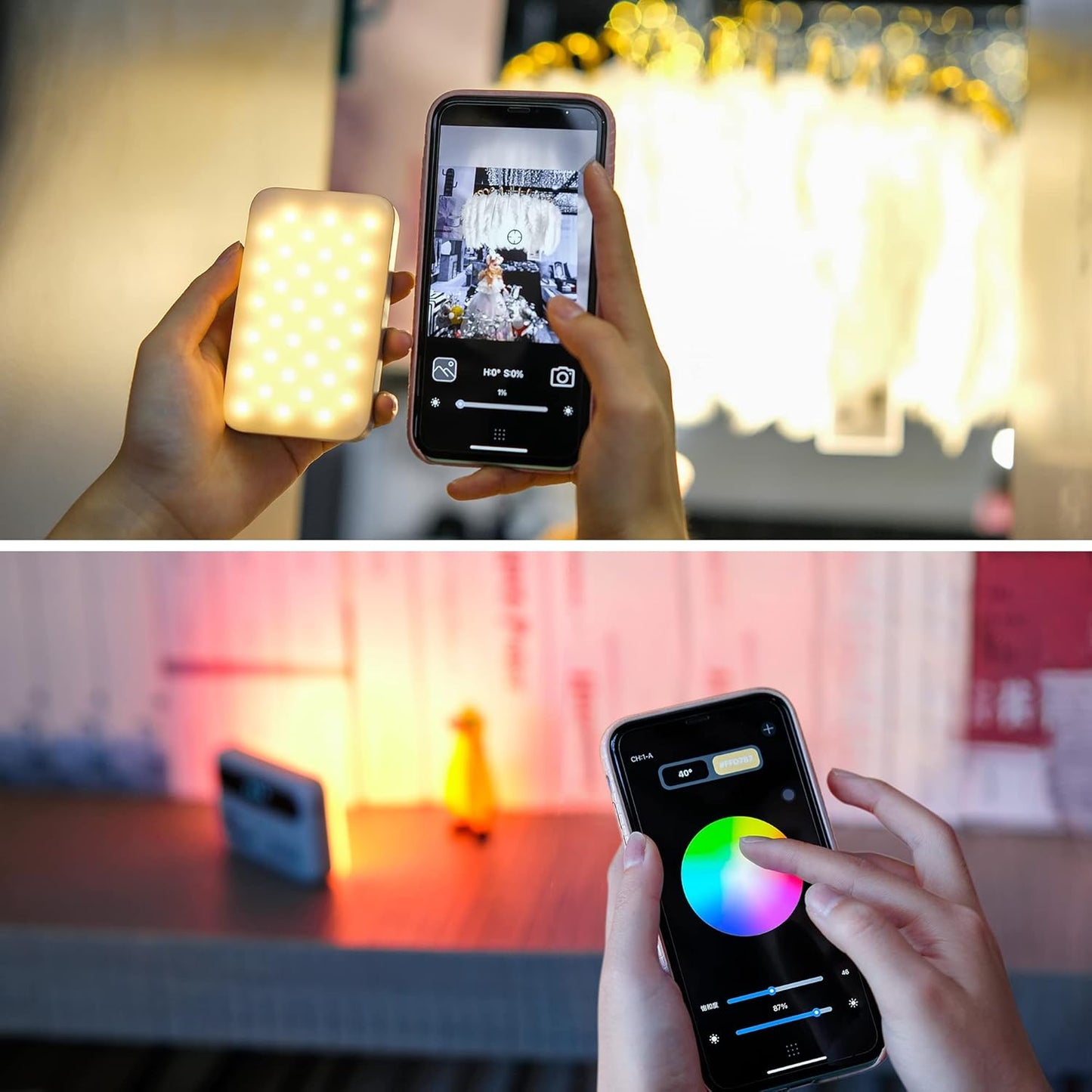 Portable RGB LED Photography Light Panel, APP Remote 5W Full Color Streaming Light for Streamers Video Photography YouTube Tiktok Vlog