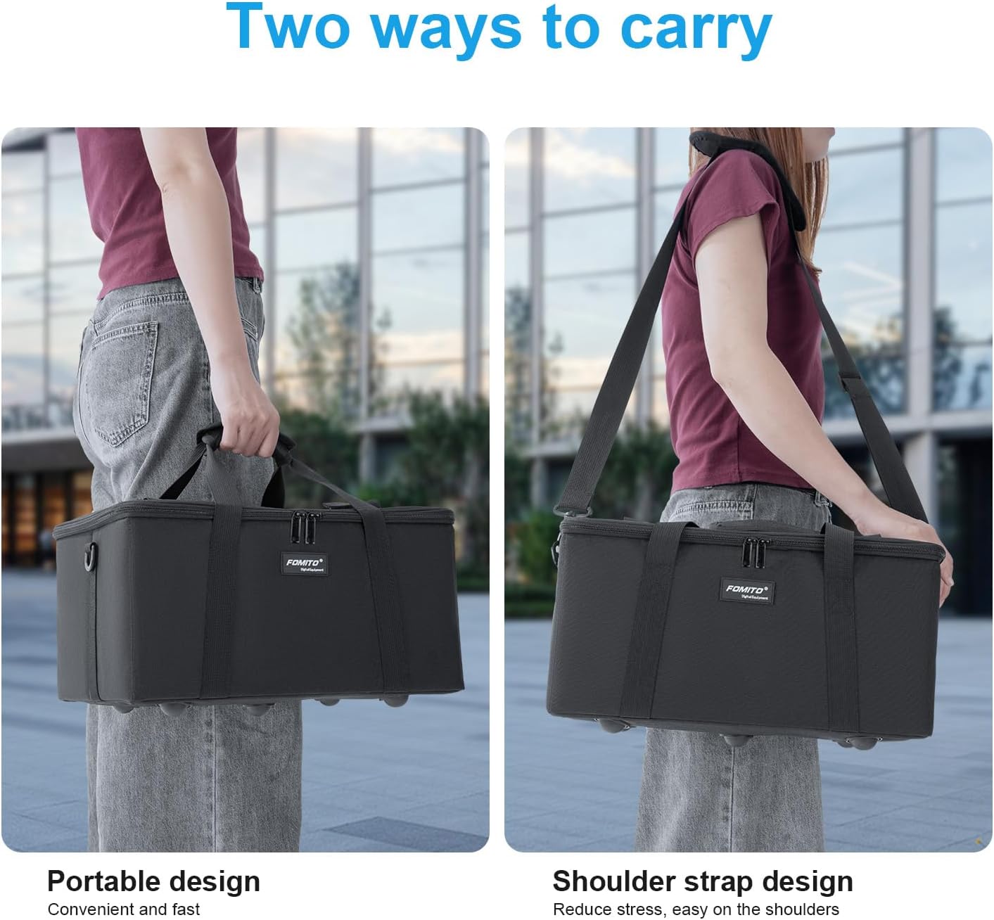 FOMITO-AB-27B Foldable Camera Storage Bag 44x30x22cm Shockproof Case for DSLR, Gimbal, Drone Heavy-Duty Handle-F0190