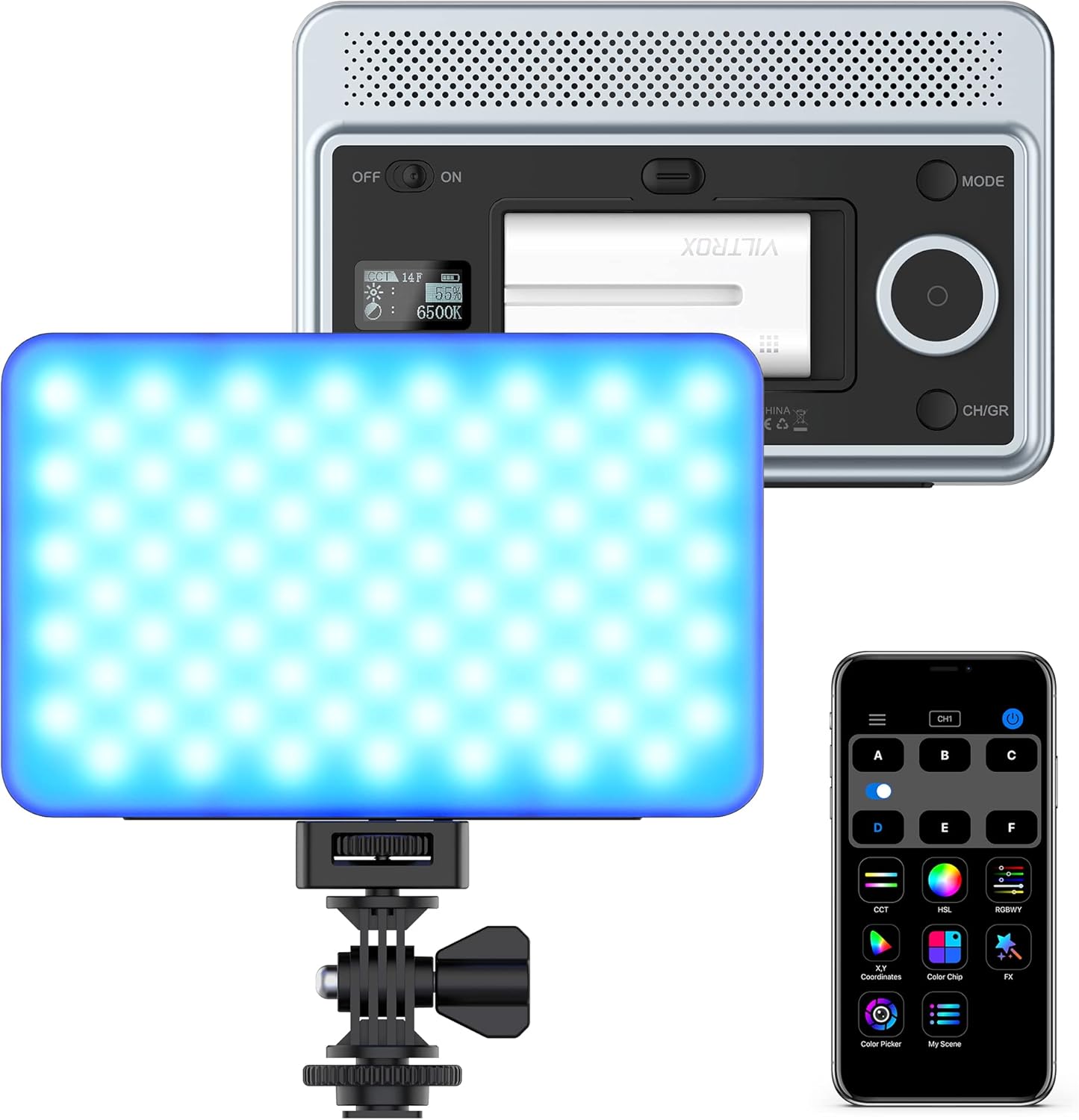 VILTROX 15W LED Video Light Panel, 3300K-5600K On Camera Light, Super Thin Key Light Panel with NP-F550, Led Photography Lighting CRI95+ for Studio Photography Video Recording Live Streaming (L116T