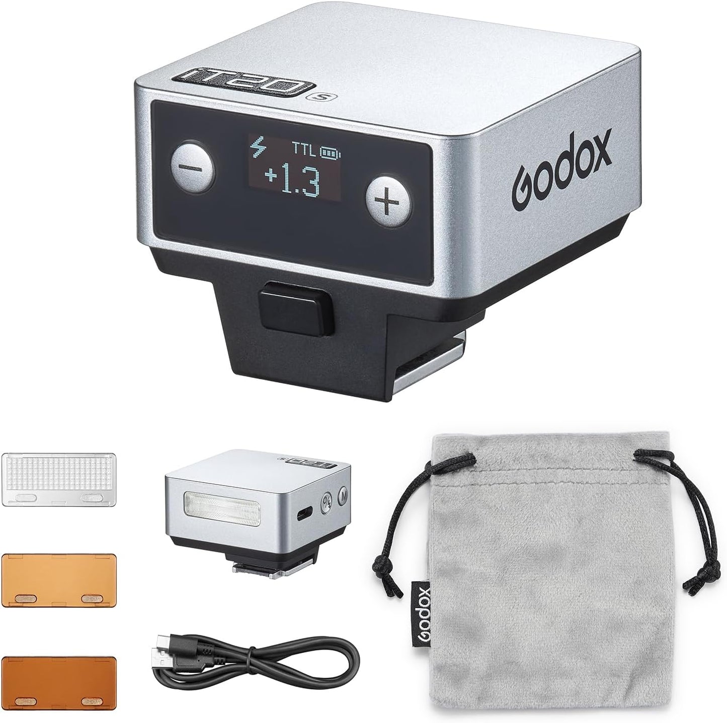 GODOX iT20 C/N/S/F/O iFlash TTL Camera Flash Light, 700+ Flashes & 1.5 s Recycling, 6 Stops (1/32 to 1/1 Power), Built in Battery with Magnetic Diffuser & Filter (Black, for Sony)
