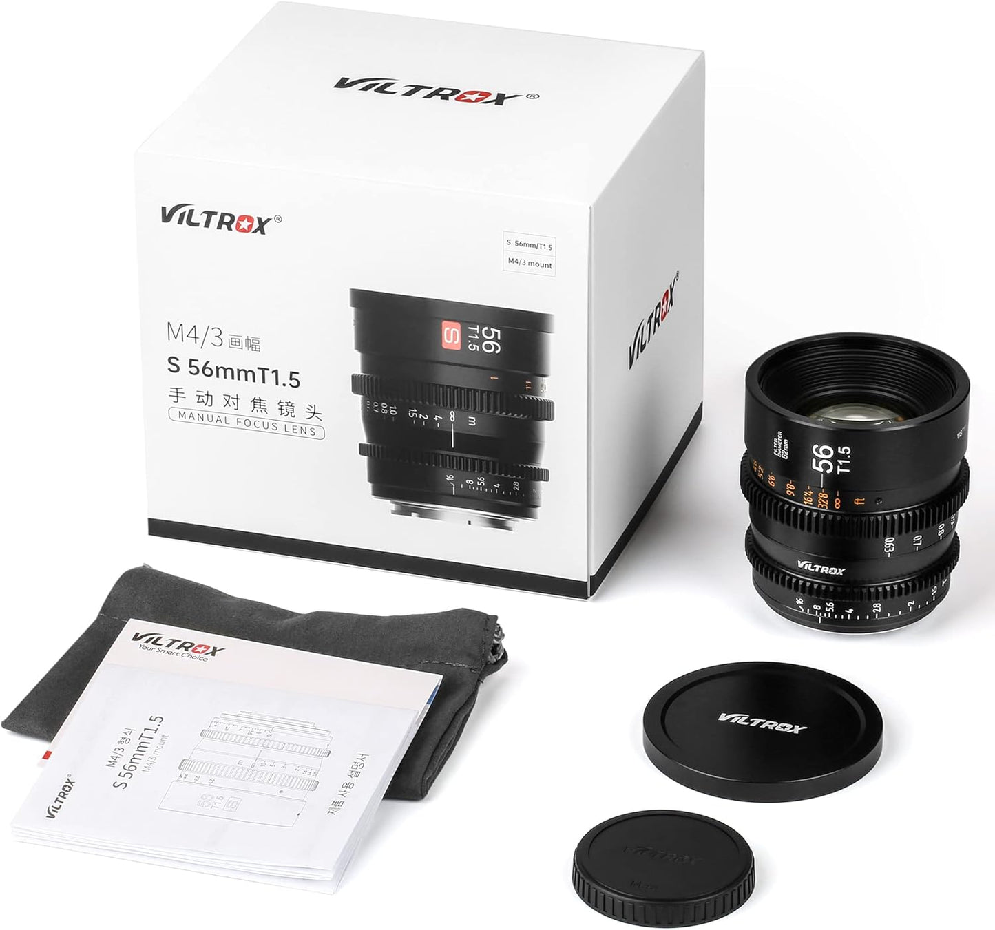 VILTROX 56mm T1.5 Micro 4/3 Mount Cine Lens, for Micro Four Thirds Mount Olympus Panasonic Lumix…
