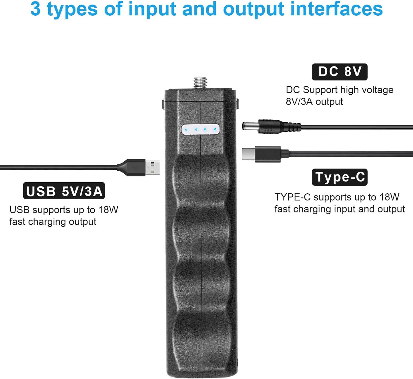 Fomito VB-38W Charging Grip Battery Grip, 6000mAh High-Capacity Lithium Battery, Support DC1 USB/Type-C Output Interface, Multiple Input and Output Protection Mechanisms