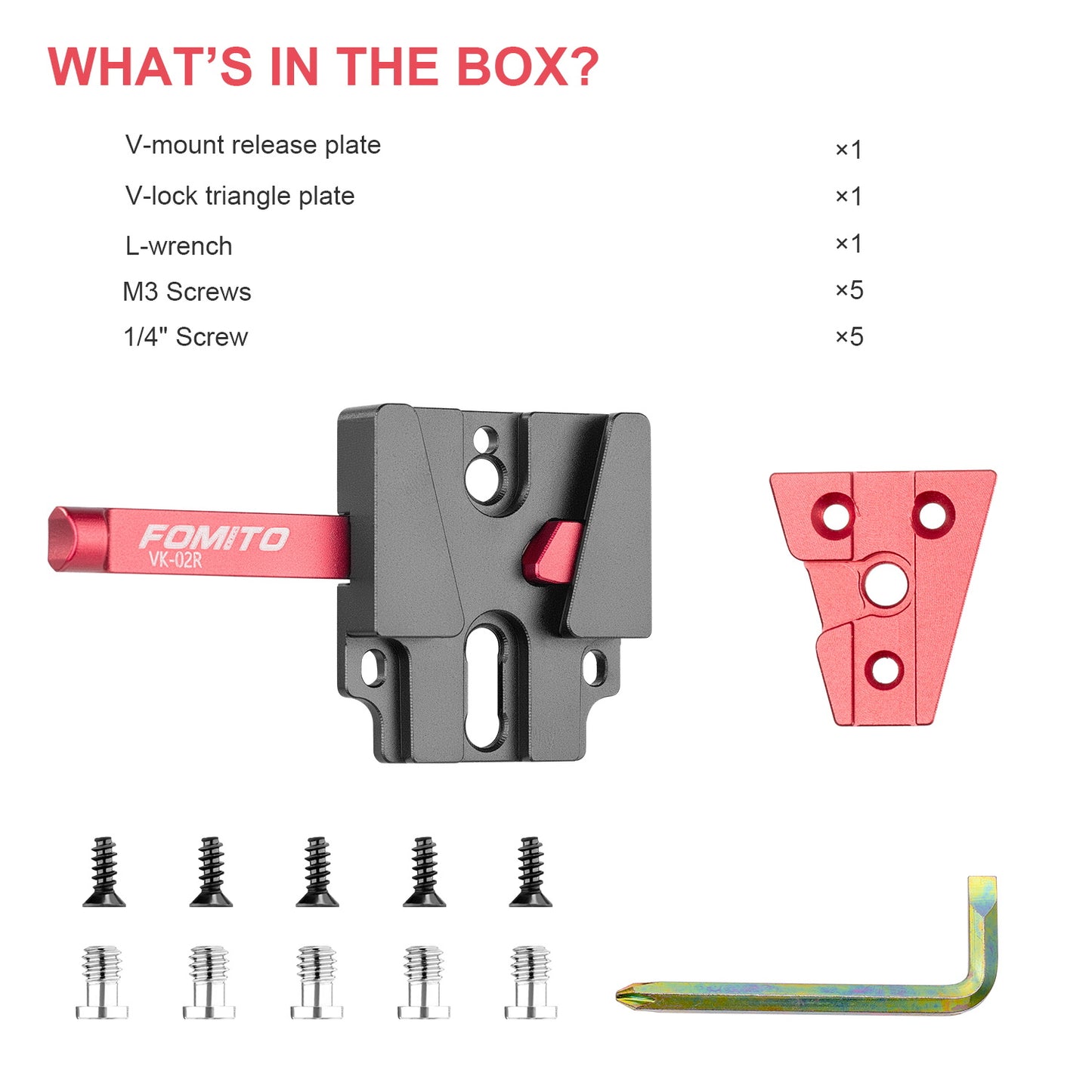 Fomito-VK-02 V Mount Battery Plate V Mount Adapter VK-02 V-Mount V-Lock Base Station Quick Release Plate-F0025/F0026/F0027/F0028