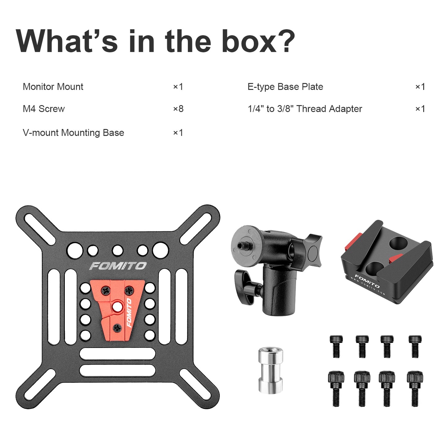 Fomito VESA Monitor Mount Bracket with V-Lock Quick Release for Light Stand & Tripods