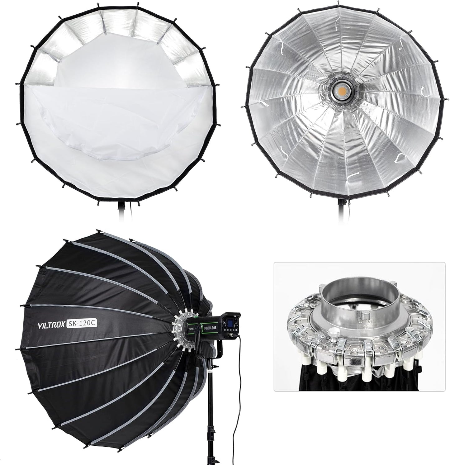 VILTROX 47.2 inch Bowens Mount Softbox,120cm Octagon SoftBoxes with Honeycomb Grid, Quick Release Bowen Mount Softbox Light Modifier Light Diffuser for Bowen Mount Monolight LED Video Lights