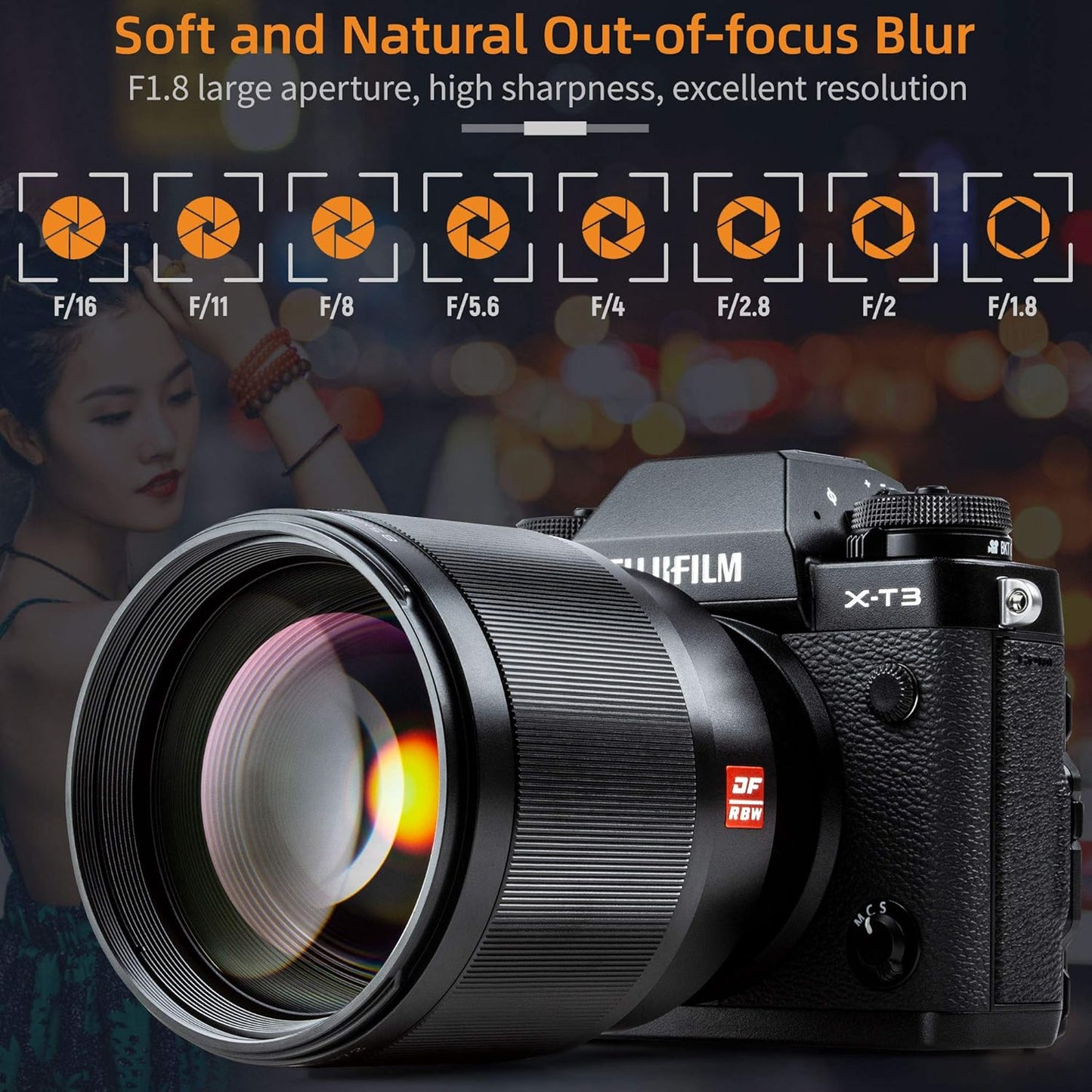 VILTROX 85mm f1.8 Mark II for Fuji x Mount 85mm ii Lens AF Auto Lens Portrait Fixed Focus Lens for Fujifilm Fuji X Mount Camera X-T3 X-T2 X-T30 X-T20 X-T10 X-T100 X-PRO2