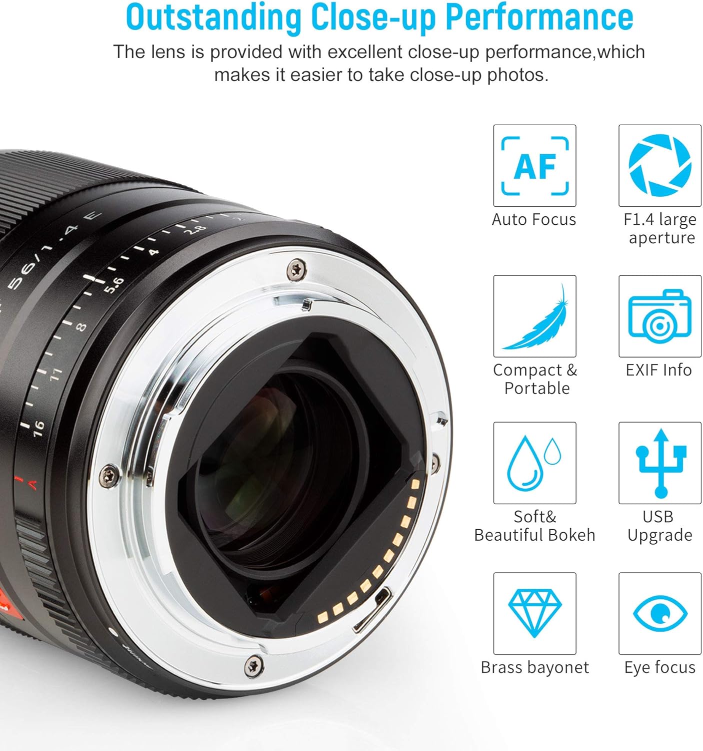 VILTROX 56mm F1.4 f/1.4 Autofocus E Lens for Sony E Mount a6300 a6400 a6500 a6600 a7 a7S a7c a7Ⅱ a7RⅡ a7SⅢ a7Ⅲ a7RⅢ a7RⅣ