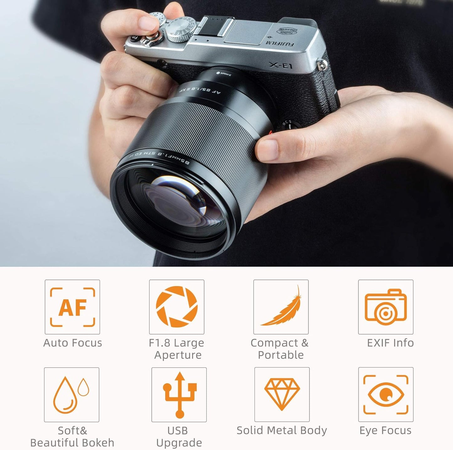 VILTROX 85mm f1.8 Mark II for Fuji x Mount 85mm ii Lens AF Auto Lens Portrait Fixed Focus Lens for Fujifilm Fuji X Mount Camera X-T3 X-T2 X-T30 X-T20 X-T10 X-T100 X-PRO2