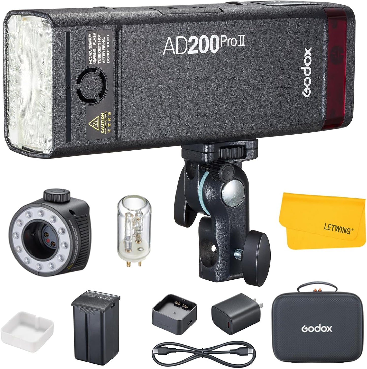 GODOX AD200 Pro II AD200Pro II Strobe Flash, TTL 200W Pocket Flash HSS 1/8000s, One-Tap Wireless Sync, Enhanced Color Screen, Photography Lighting for Canon, Sony, Nikon, Fuji, Olympus, Panasonic