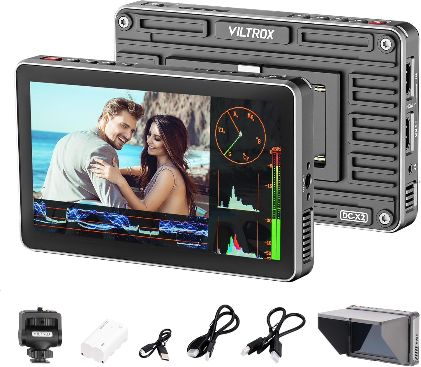 VILTROX DC-X3 SDI Monitor Kit with Rig Cage, 6 Inch Touchscreen Camera Field Monitor Cage Kit 4K HDMI, 2000Nits Daylight Viewable DSLR Camera Monitor, with Battery/Sunshade/Protective Case