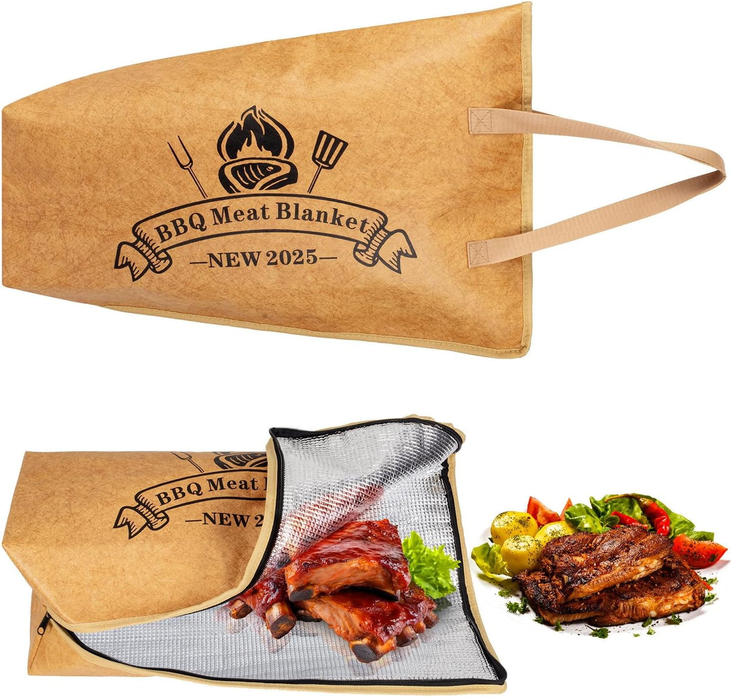 FOMITO BBQ Blanket for Resting Meat, BBQ Brisket Blanket Meat Resting Blanket for Smoking, Reusable Smoker Grilling Meat Insulated Resting Bag with Wide Mouth for Large Brisket/Beef (Regular 20inch)