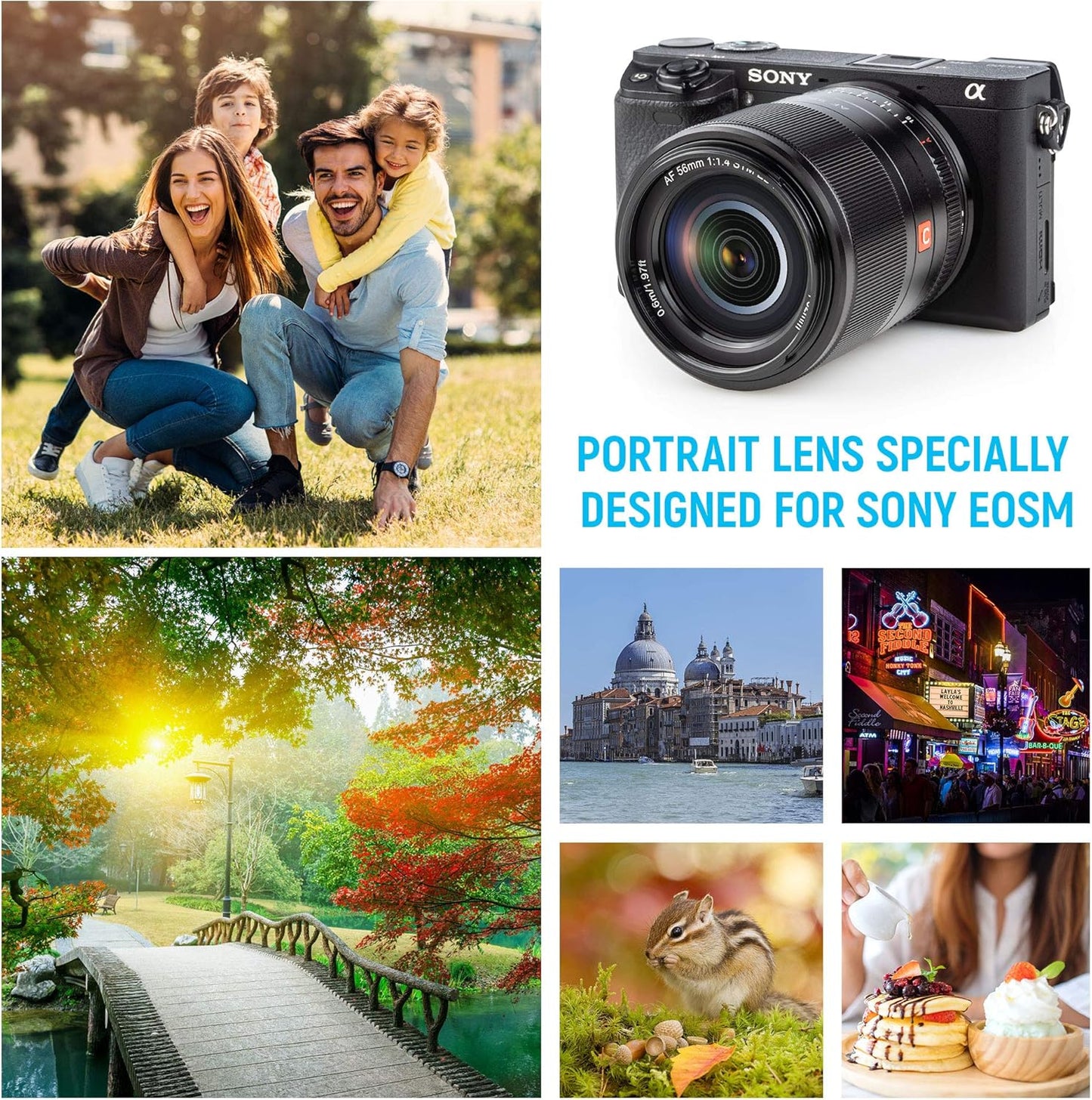 VILTROX 56mm F1.4 f/1.4 Autofocus E Lens for Sony E Mount a6300 a6400 a6500 a6600 a7 a7S a7c a7Ⅱ a7RⅡ a7SⅢ a7Ⅲ a7RⅢ a7RⅣ