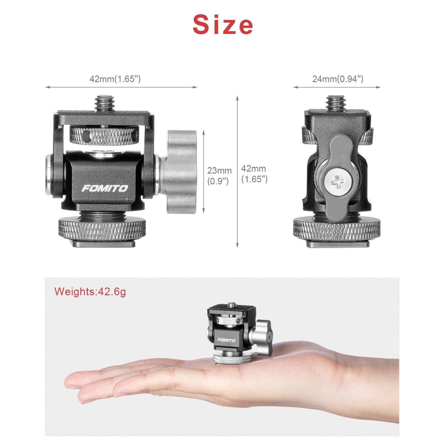 Fomito- Z3 Camera Monitor Holder Mount Arm Hot Shoe Adapter for Field Monitor, Smartphone, LED Video Light, Microphone(New Upgrade Model)- F0004/F0005/F0006