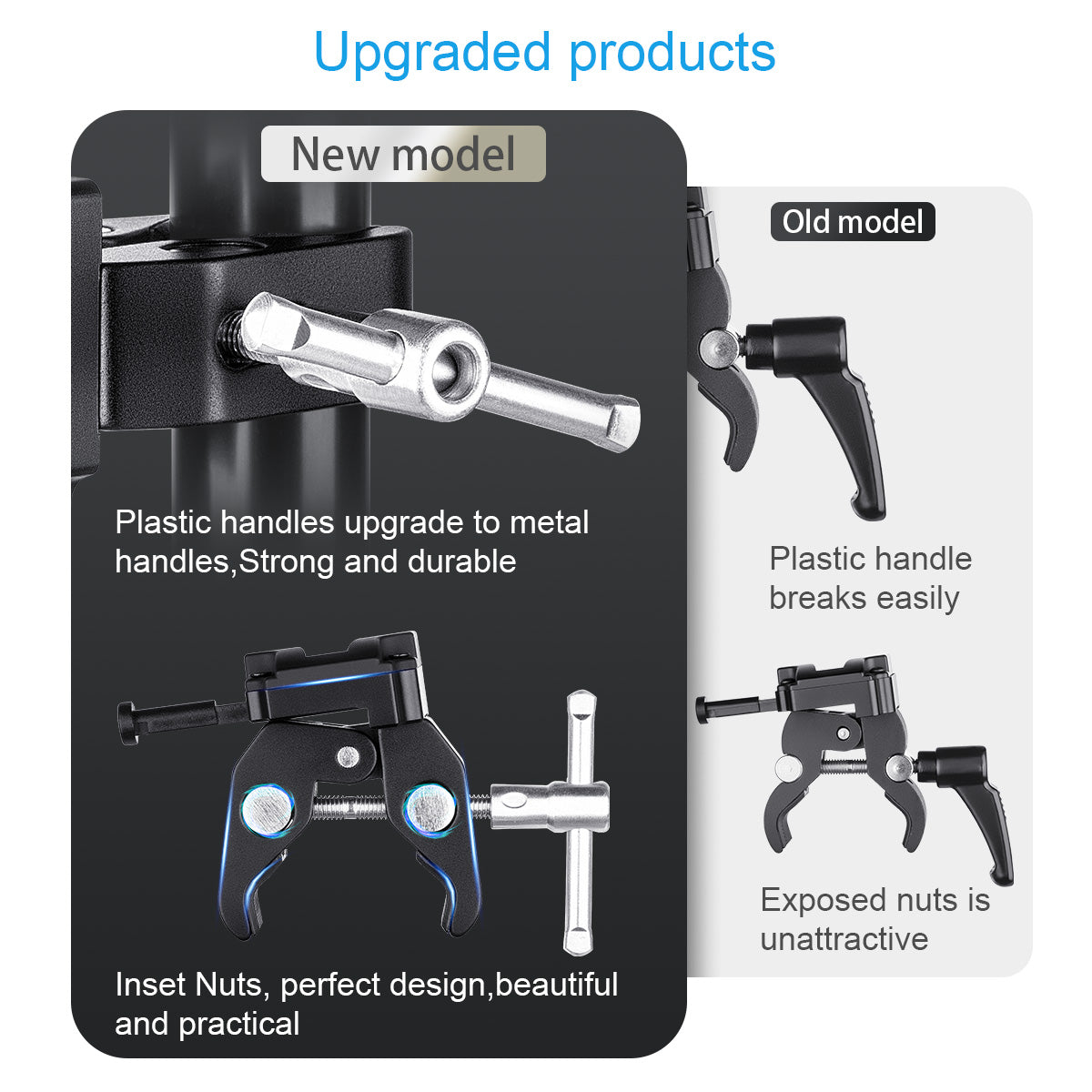 Fomito Upgraded V Mount Battery Clamp Quick Anti- slip Release Plate for Light Stand or Support Rod FMT-VJ