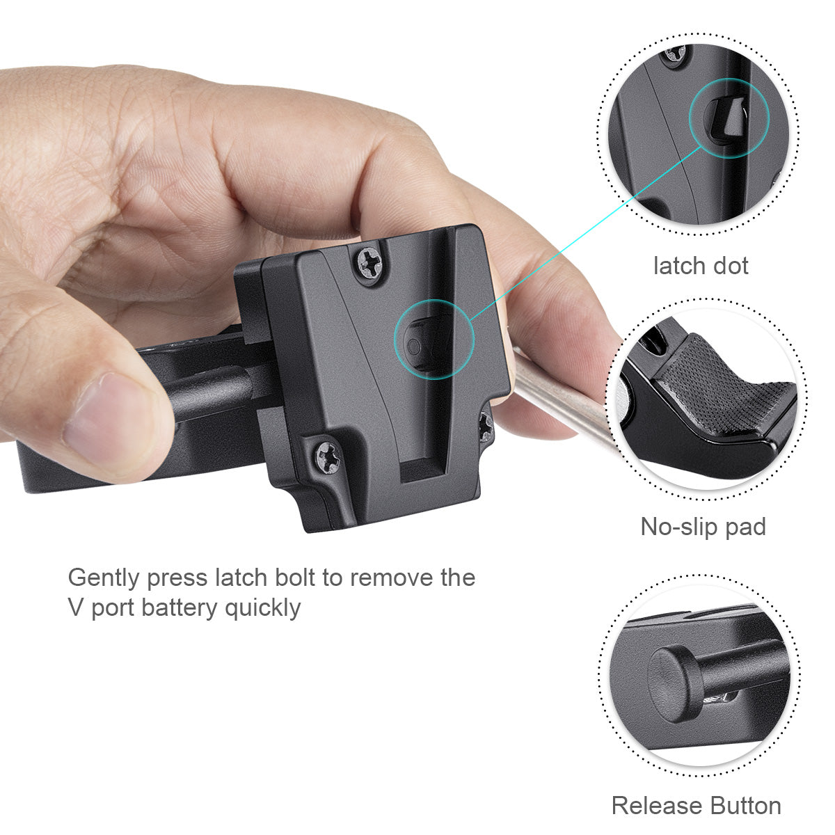 Fomito Upgraded V Mount Battery Clamp Quick Anti- slip Release Plate for Light Stand or Support Rod FMT-VJ