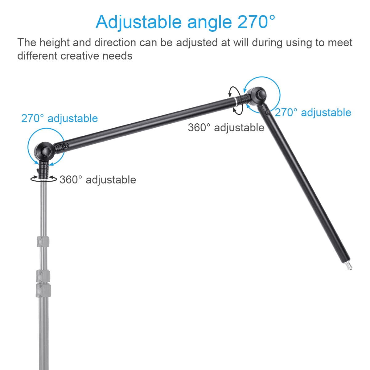 Fomito 270° Adjustable 10KG Magic Arm Extend Pole Clamp Holder Mounts Kit fit for Video Light
