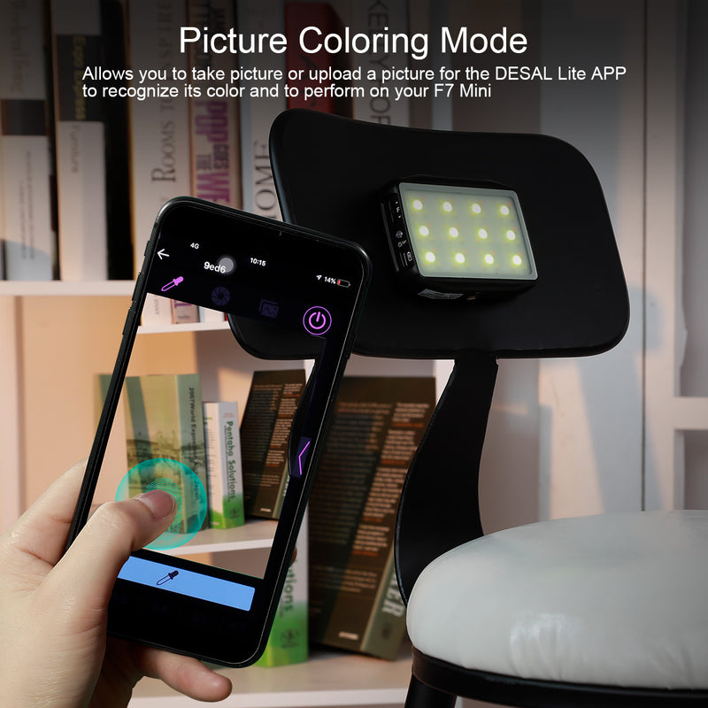 FalconEyes PockeLite F7 Mini RGB LED Light APP Control Magic Picture Color Mode Portable with Tripod