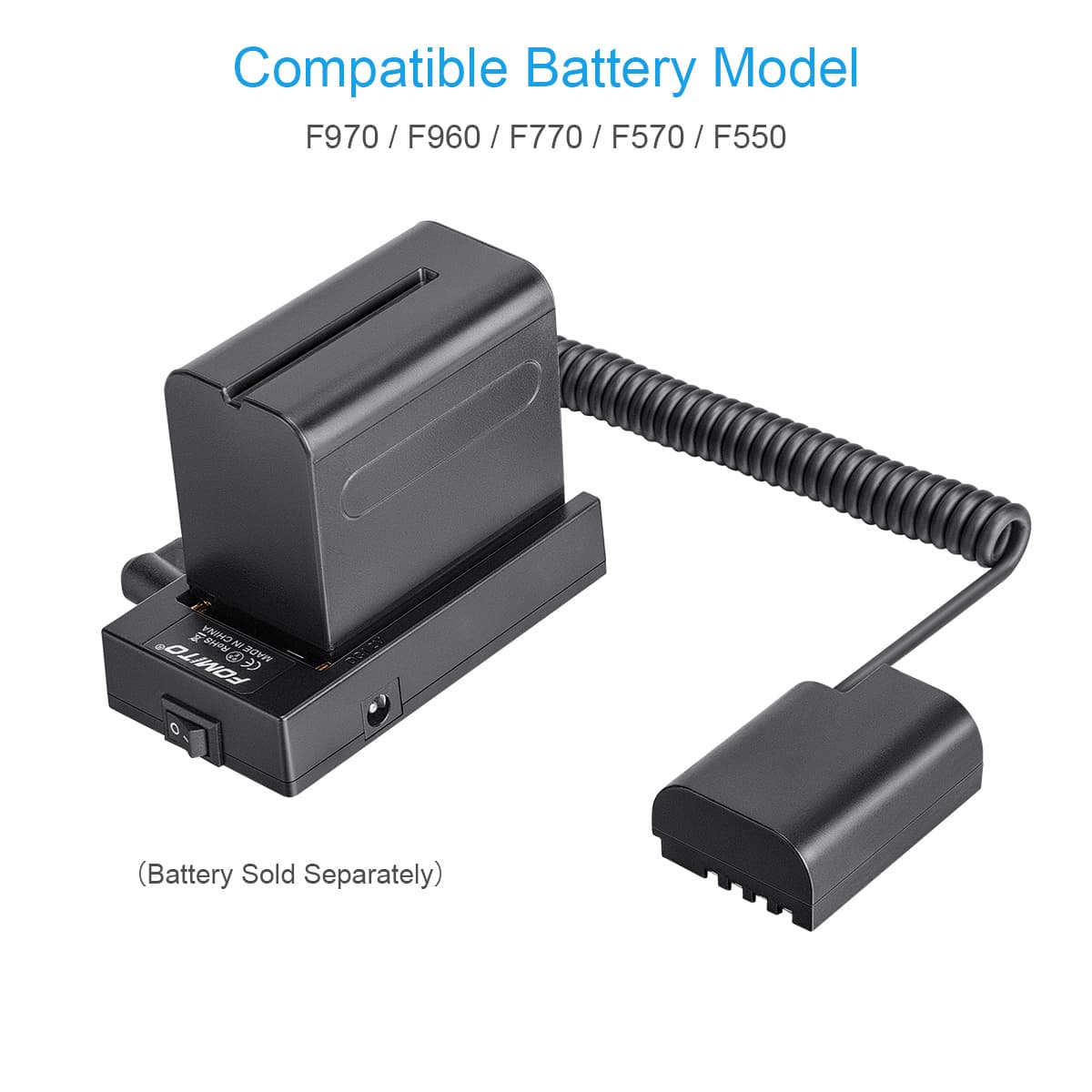 Fomito NP-F970 F960 F750 F770 F550 Battery Adapter Replacement DMW-AC8 AC to DMW-BLF19 Dummy Battery
