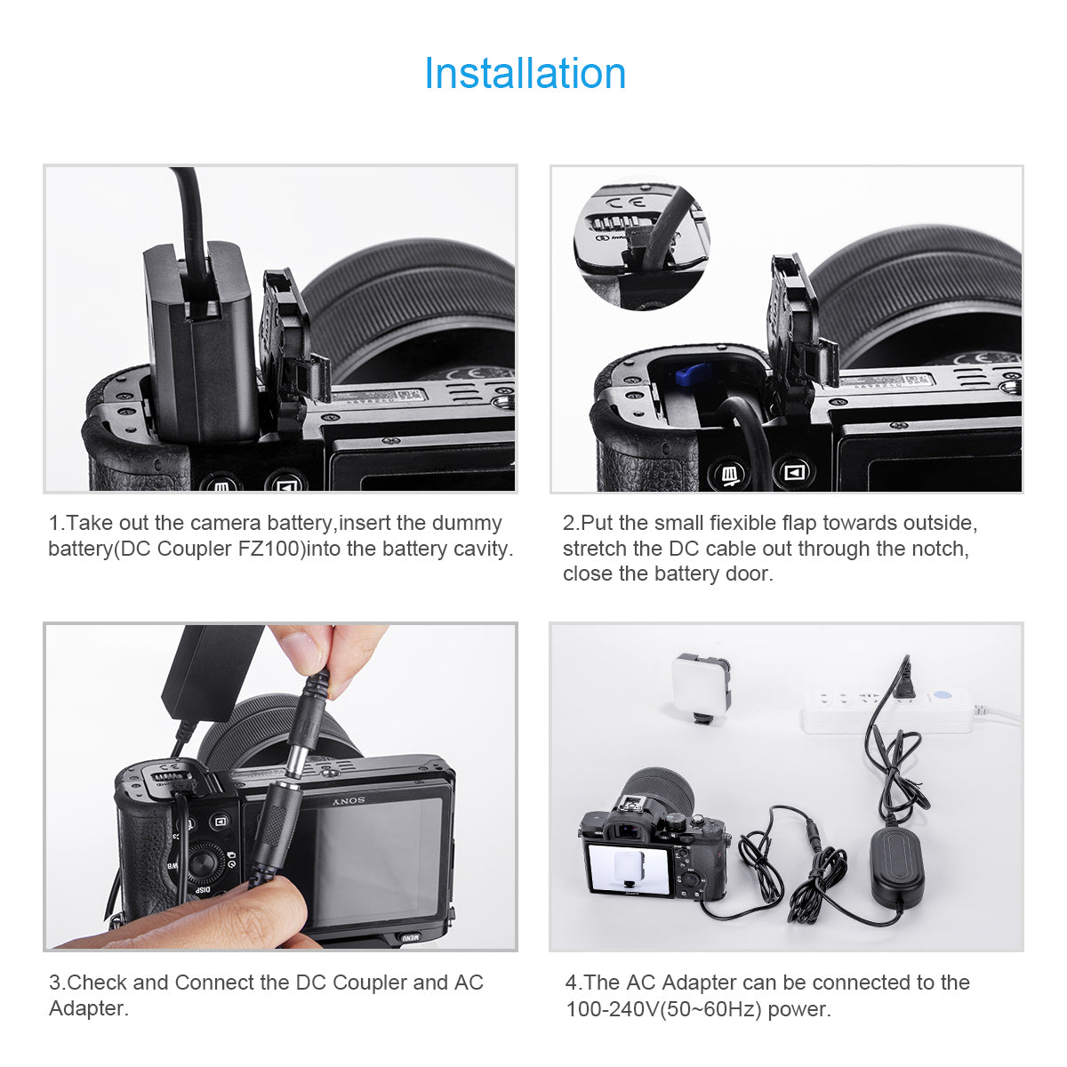 Fomito NP-FZ100 AC Power Adapter Kit Replacement for Sony BC-QZ1 Battery Charger A7 III
