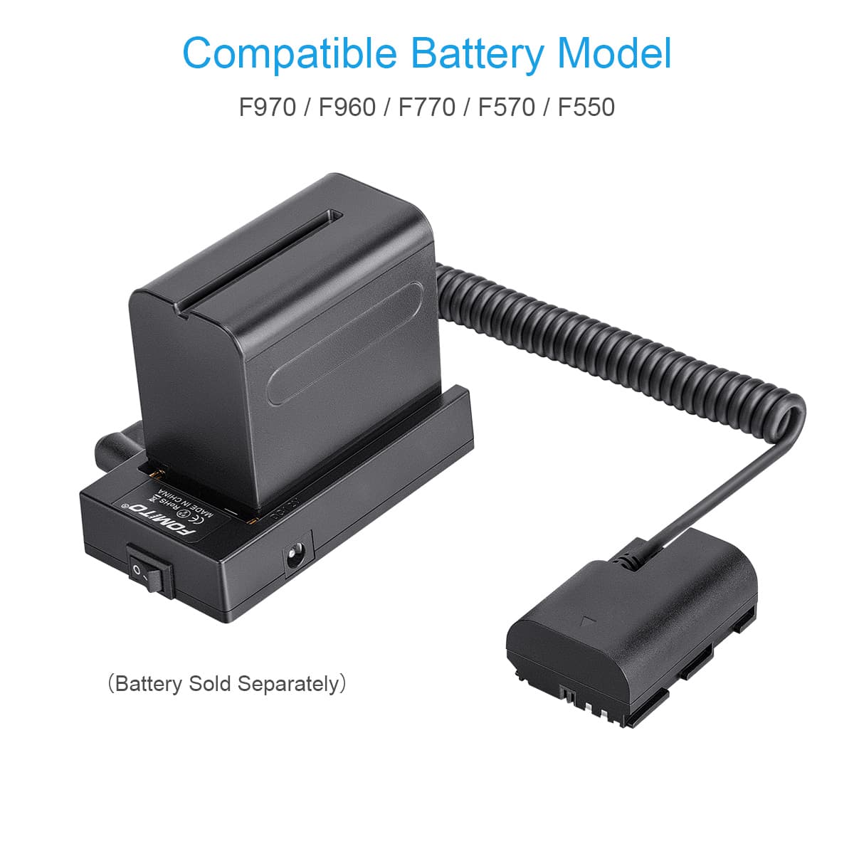 Fomito NP-F970 F750 F770 F550 Battery Adapter Replacement ACK-E6 AC-E6 LC-E6 to LPE6 Dummy Battery