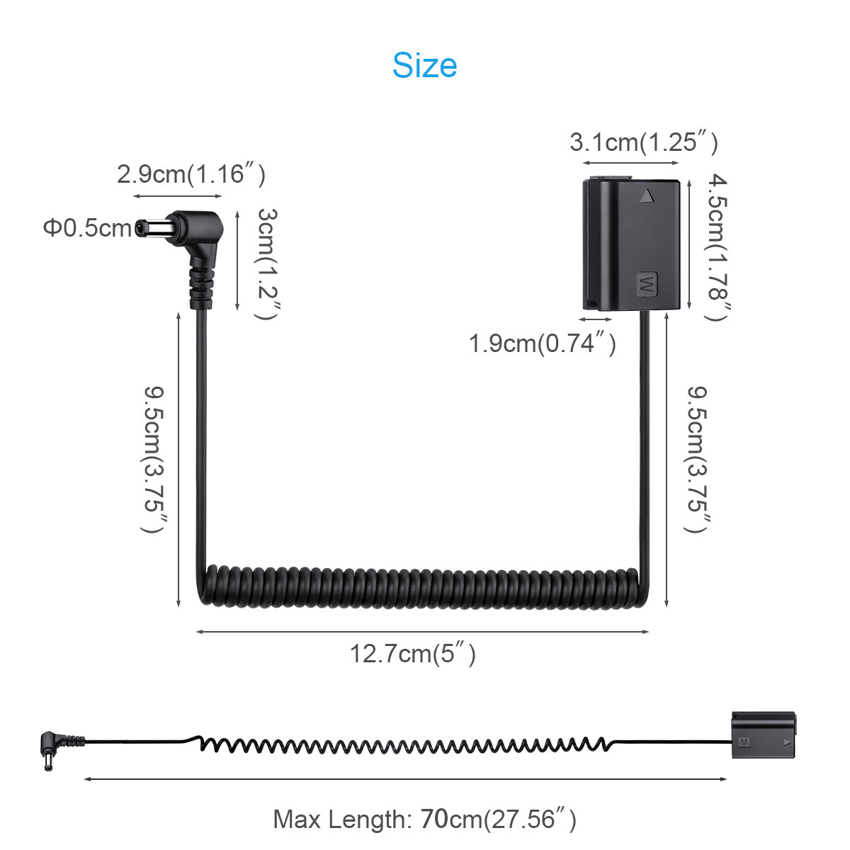 Fomito Sony FW50 Dummy Battery DC Port Fully decoded 8V for A7 A7R A7S A7R2 A6500 A5100 A3000 Nex5