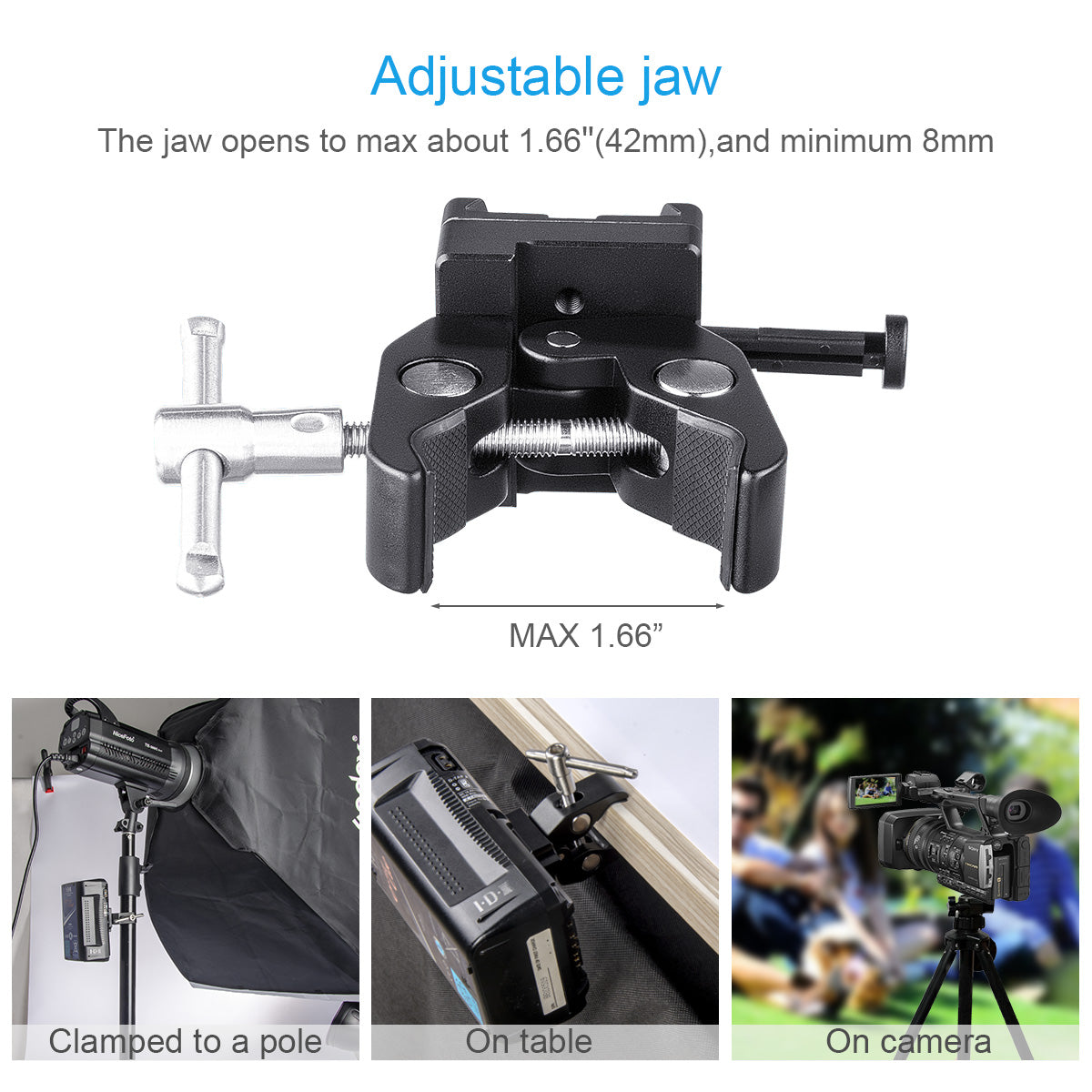 Fomito Upgraded V Mount Battery Clamp Quick Anti- slip Release Plate for Light Stand or Support Rod FMT-VJ