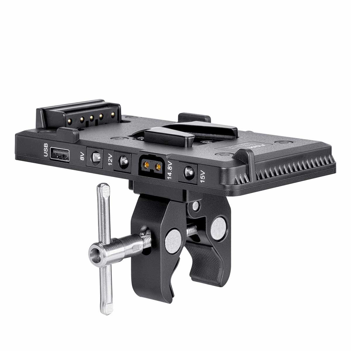 Fomito V-Lock V Mount Battery Adapter Plate with Super Clamp with D-TAP/DC/USB Power Output