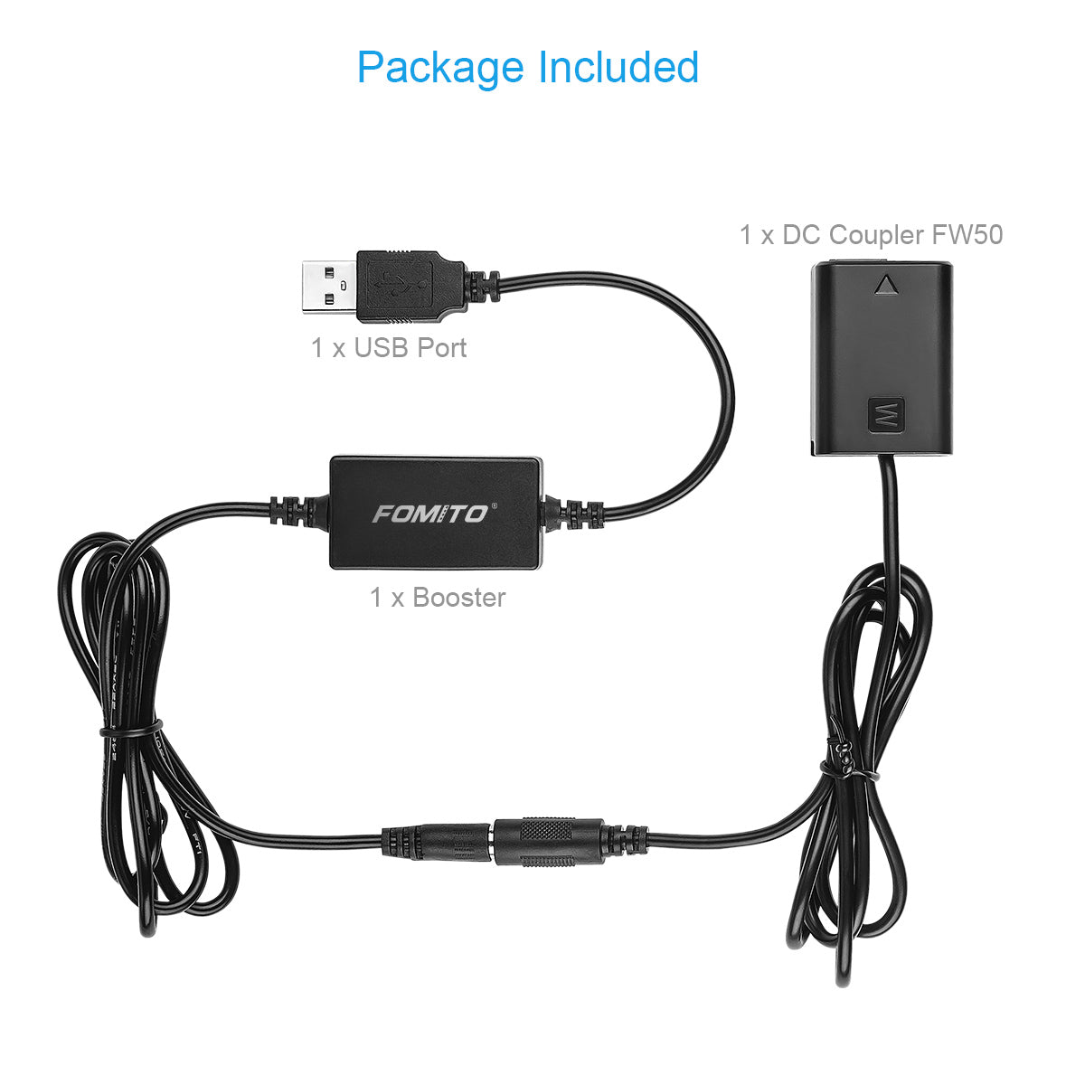 Fomito Sony FW50 Dummy Battery USB Mount Fully decoded dummy battery 5V 2A