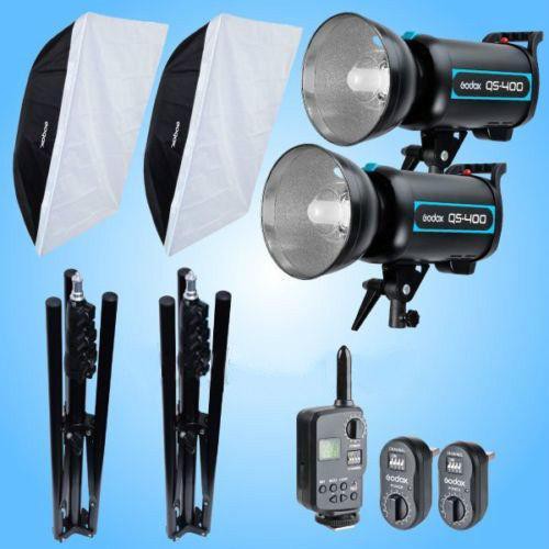 Godox 2X QS-400 800W Studio Flash Strobe + Stand + Softbox + FT-16 Kit 230V - FOMITO.SHOP