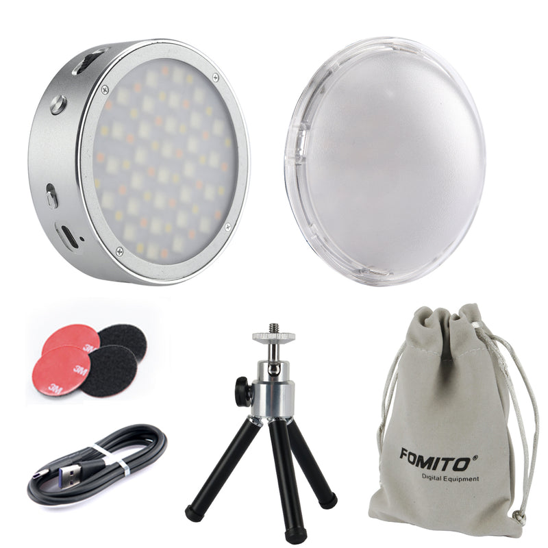 Godox R1 Magnetic Round RGB Mini Creative LED Light 2500-8500K CRI98 with Velcro& Lithium Battery