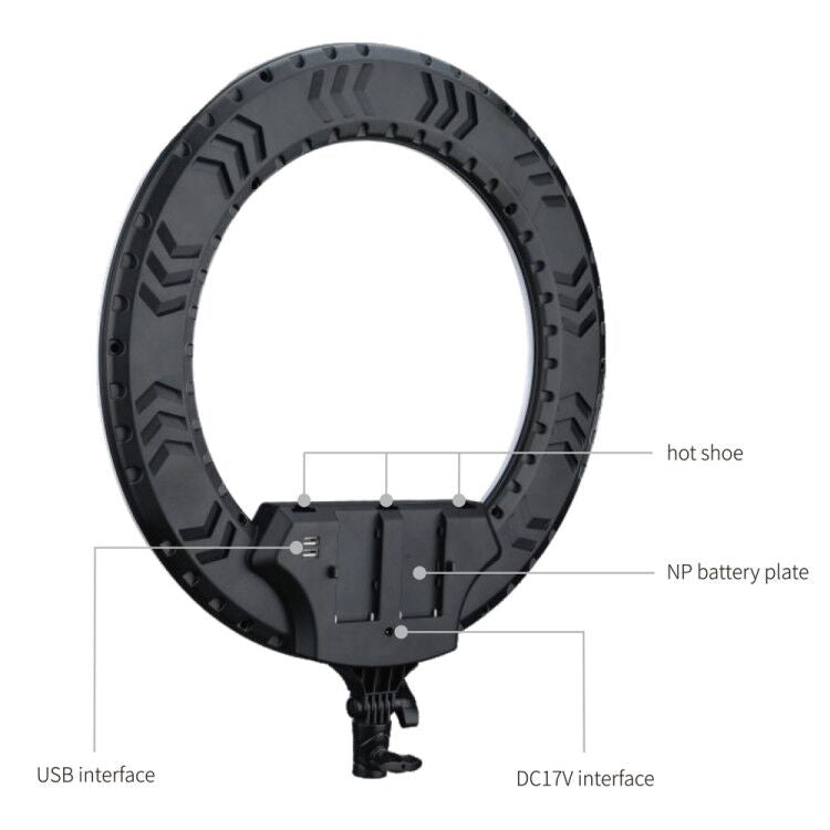 NiceFoto LR-480A II LED Ring Light 180° Adjustable Angle Beauty Fill Light with Universal Phone Clip