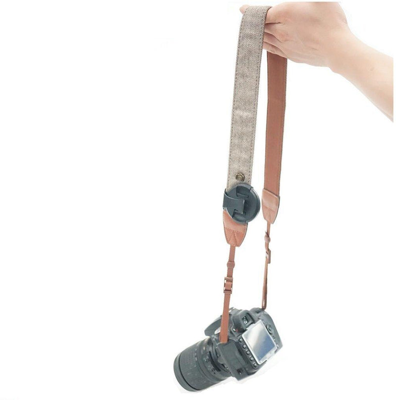 Fomito Camera Shoulder Neck Strap Vintage Belt for All DSLR Camera(Classic White and Brown Weave) - FOMITO.SHOP