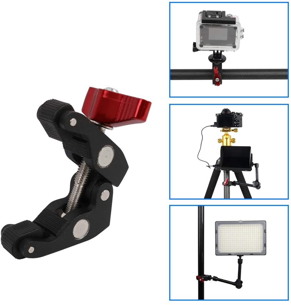 Fomito Super Camera Crab Clamp Mount X1 with 1/4 to 1/4 inch and 1/4 to 3/8 inch Screw Converter