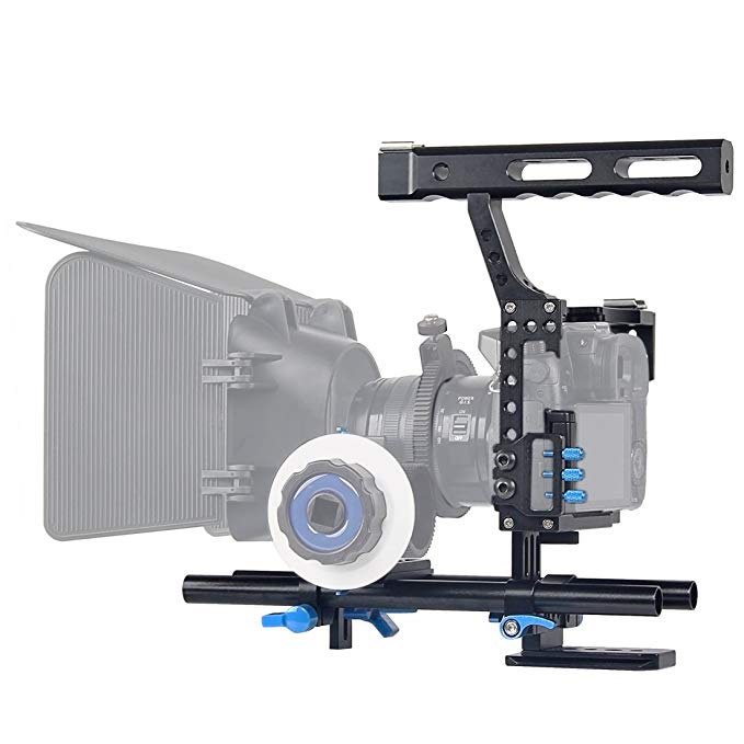 Fomito Aluminum Handle Grip DSLR Video Stabilizer Film Movie Making Camera Cage with Rod System Rig
