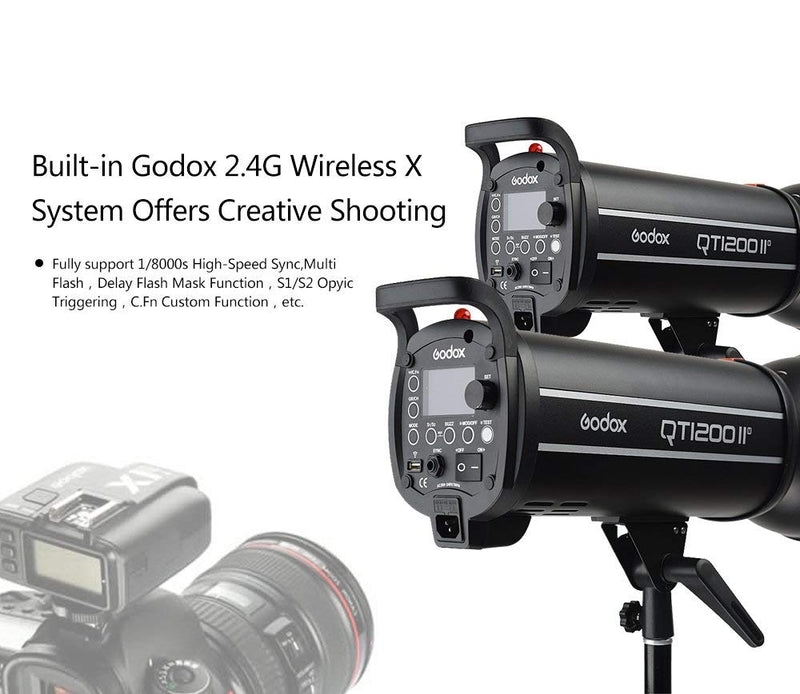 Godox QT1200II M 1200WS Studio Flash Light Strobe GN102 HSS 1/8000s High Speed Sync 2.4G Wireless X system Studio Lighting Flash Light Strobe