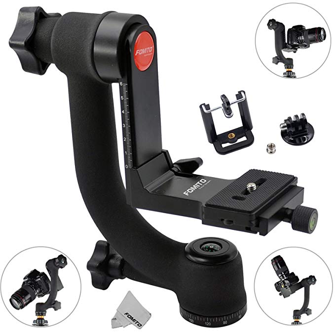 Fomito 360 Panoramic Gimbal Tripod Ball Head with Arca Swiss Quick Release Plate for Camera GoPro