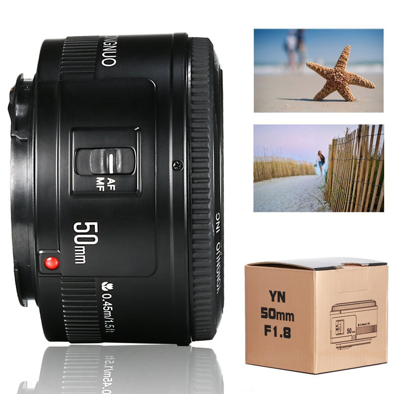 Yongnuo YN 50mm F/1.8 AF/MF Large Aperture Auto Focus Lens for Canon EF Mount EOS Camera - FOMITO.SHOP