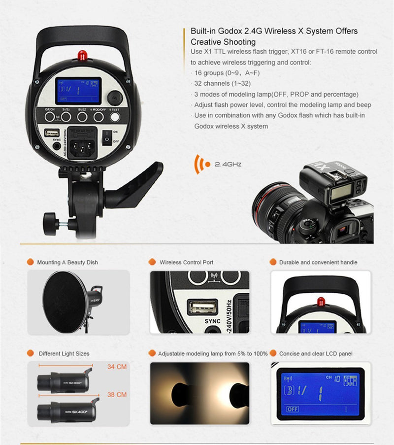 Godox SK400II 3 x 400Ws 2.4G Strobe Flash Kits for Canon EOS - FOMITO.SHOP