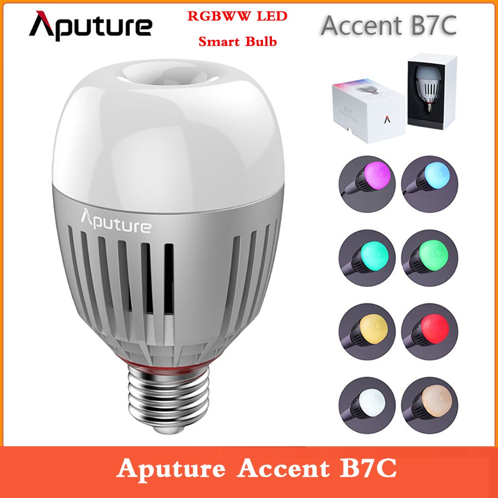 Aputure Accent B7C 7W RGBWW LED Smart Light Bulb 2000k-10000K Adjustable 0-100% Stepless Dimming App Control Photography lights