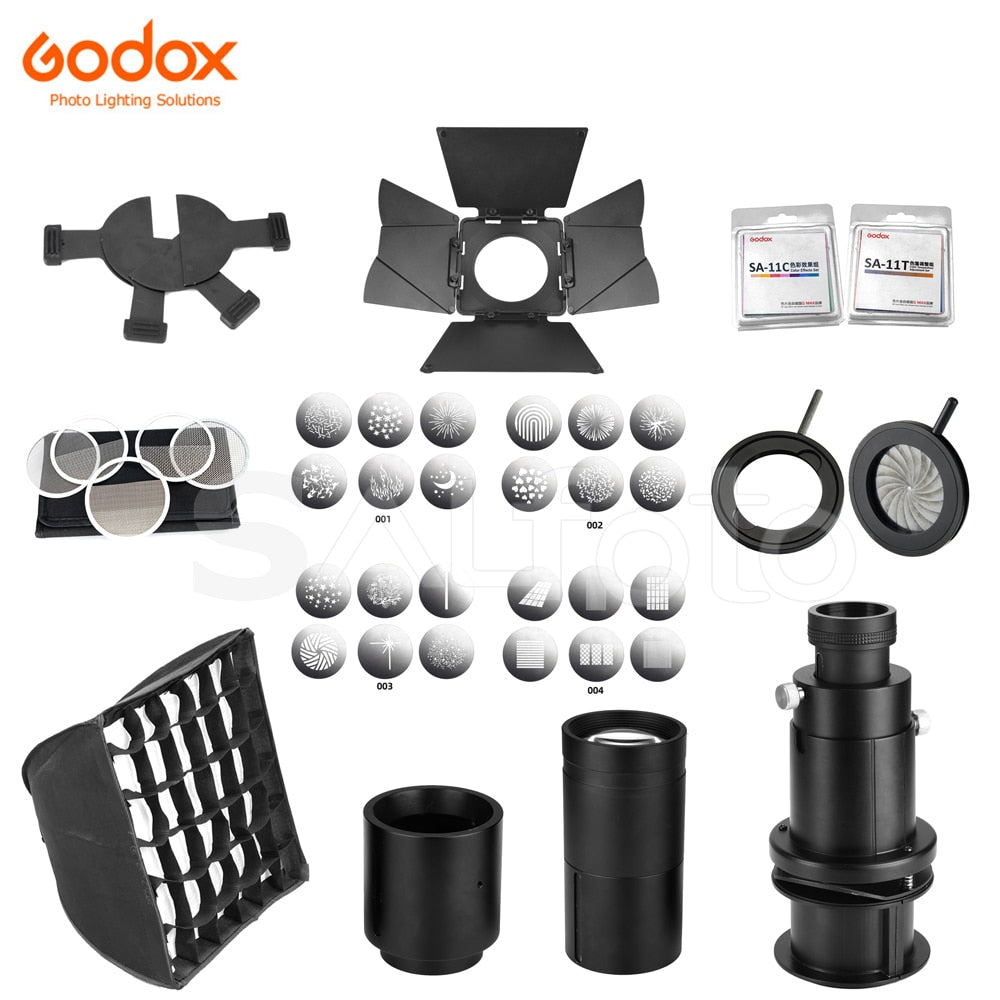 Godox S30 S60 S60Bi Focusing LED Light Accessories Projection Lens SA-P GOBO Set SA-09 SA-10 Color Gels Kit SA-11 Softbox SA-30