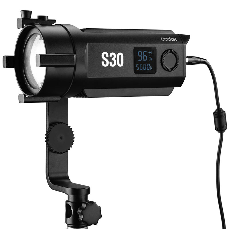 Godox S30 Fresnel Focusing LED Spotlight 30W with Barndoor