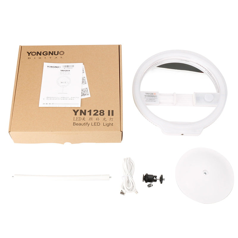 YONGNUO YN128 II Photography LED Ring Light with Makeup Mirror Bicolor Beautify LED Selfie Lamp for iPhone Mobile Youtube makeup