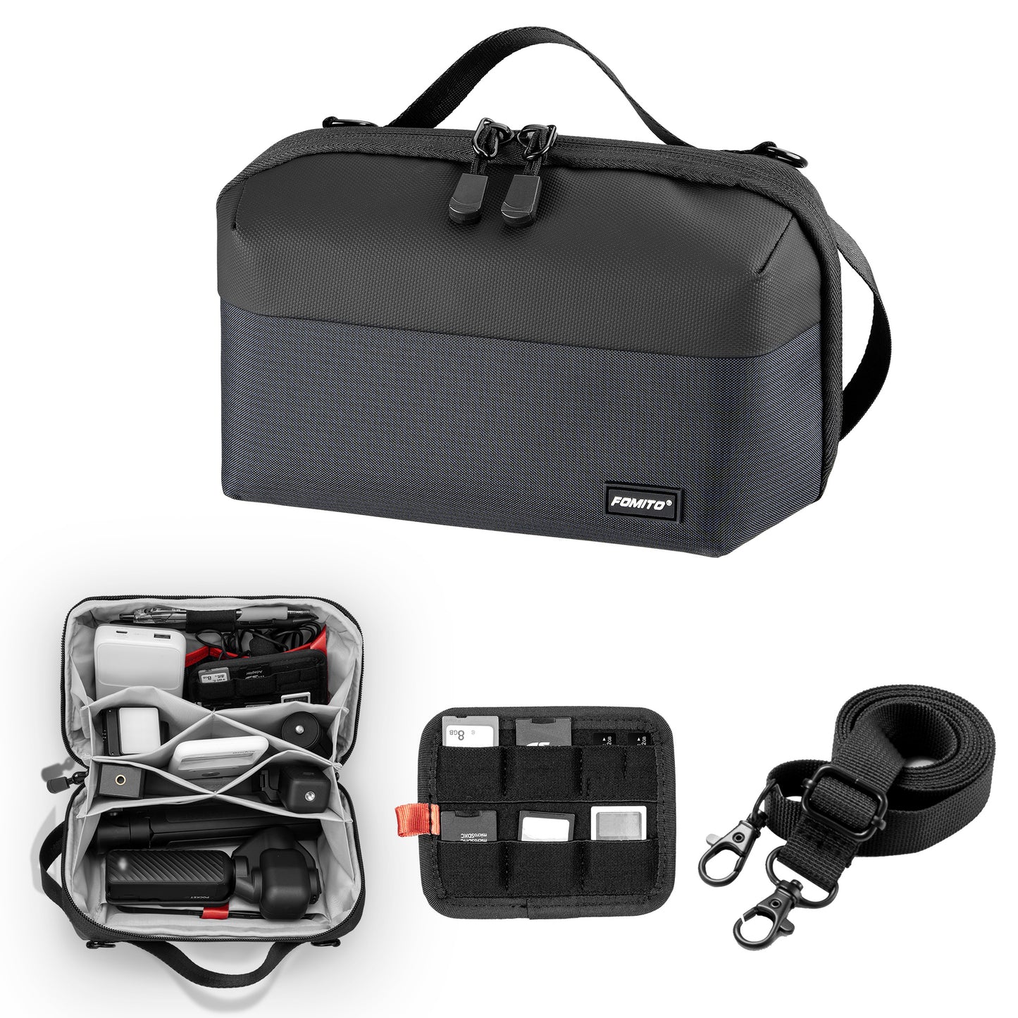 FOMITO Accordion EDC Tech Organizer Pouch - Versatile Camera Accessories Sling & Storage Bag for DJI Pocket 3, Microphones & Cables