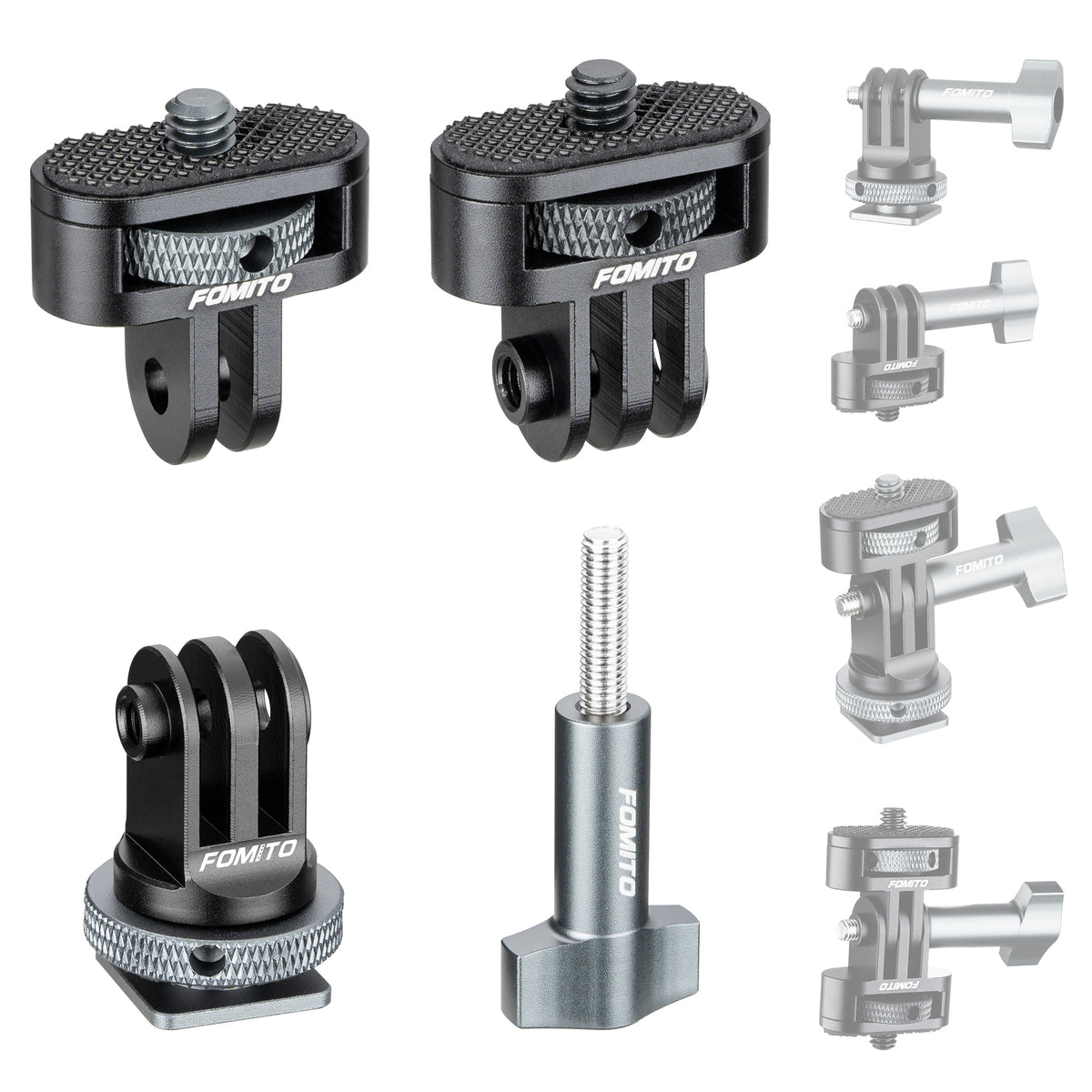 FOMITO Z7 Universal All-Metal Action Camera Adapter Kit with Cold Shoe & 1/4" Mount for GoPro, DJI & Insta360