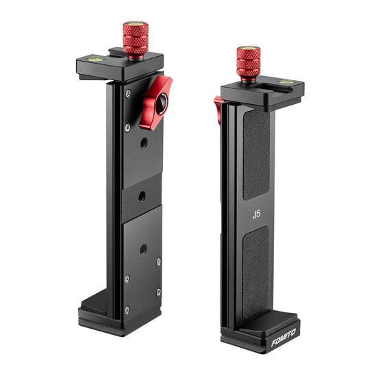 FOMITO J5 Universal Metal Tablet & Phone Holder Mount with Dual Arca-Swiss Mounts, Cold Shoe & 1/4" Thread for iPad, iPhone, Camera Cage, Tripod & Chest Harness
