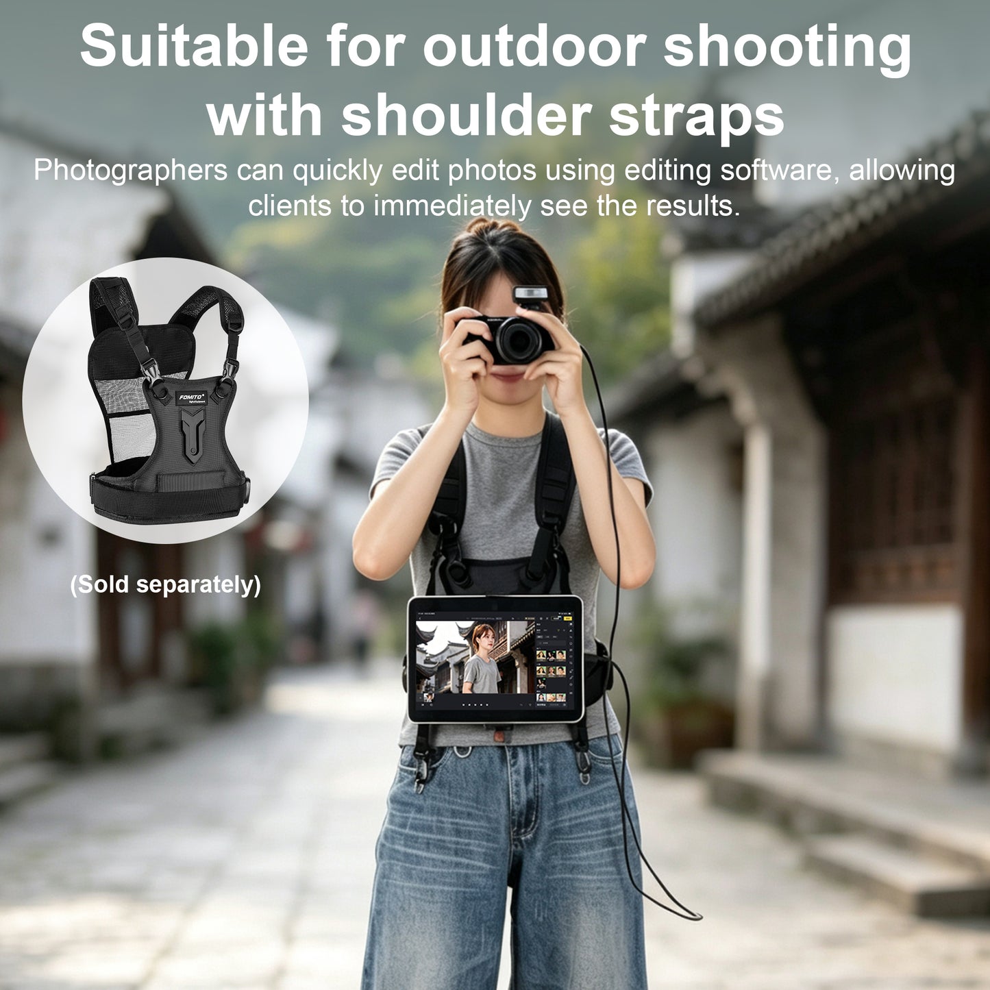 FOMITO J5 Universal Metal Tablet & Phone Holder Mount with Dual Arca-Swiss Mounts, Cold Shoe & 1/4" Thread for iPad, iPhone, Camera Cage, Tripod & Chest Harness