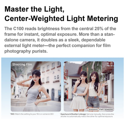 Godox C100 Transparent Viewfinder Digital Camera | Retro Y2K Cyber-Vibe Portable Camera & Light Meter for Film Photographers